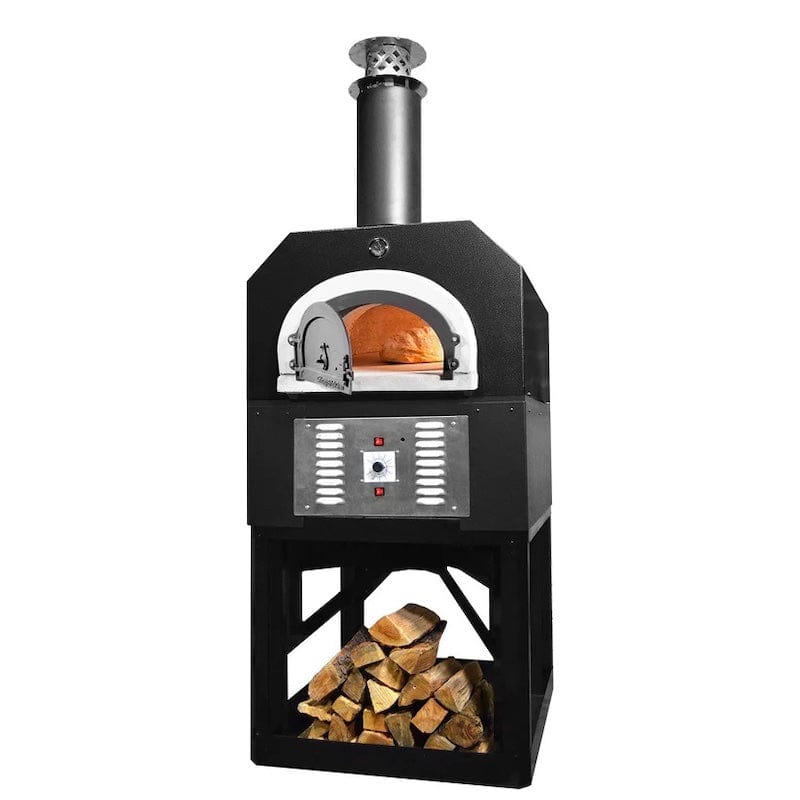 Solar Black Chicago Brick Oven CBO-750 Hybrid Gas and Wood Fired Pizza Oven on Stand