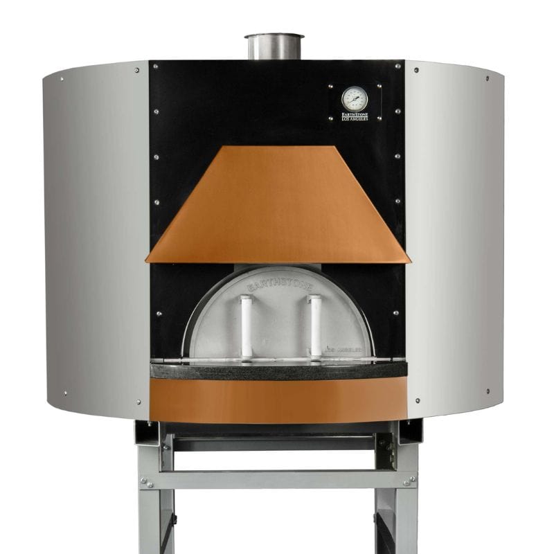 Earthstone Pre-Assembled Wood Oven Model-110-PA Copper Hood/Shelf close up front view