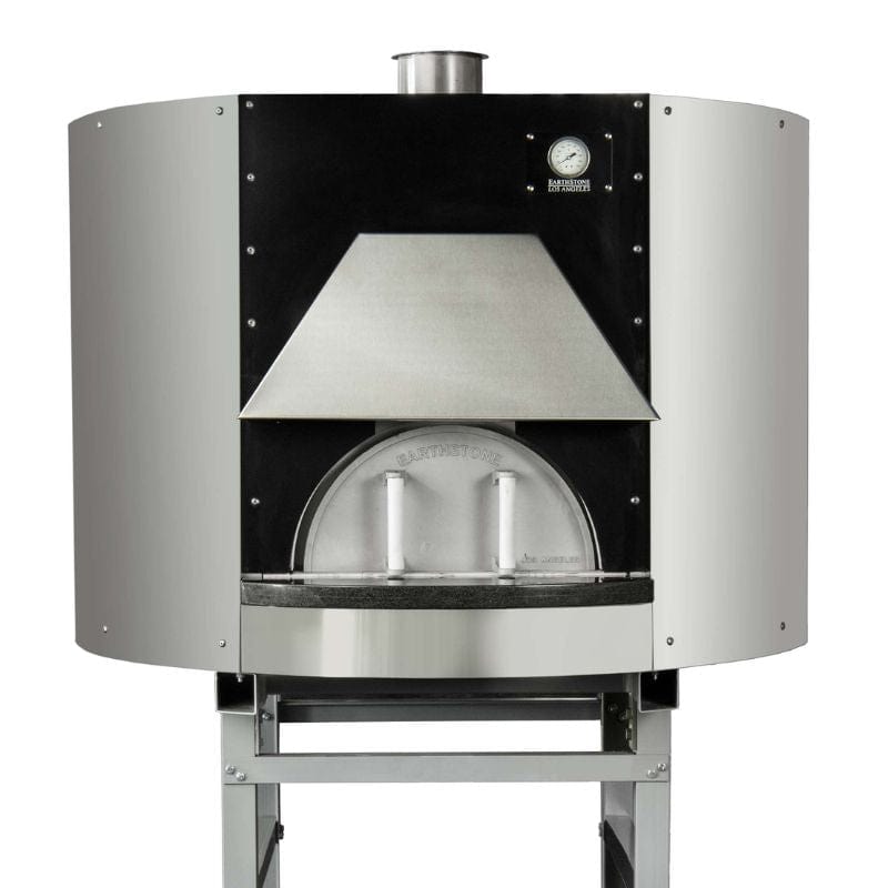 Earthstone Pre-Assembled Wood Oven Model-110-PA Stainless Steel Hood/Shelf close up front view