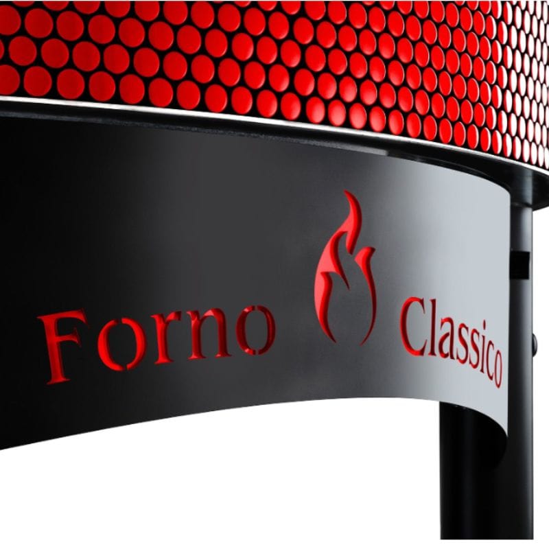 Close up of the Forno Classico Logo Engraved on the Stand