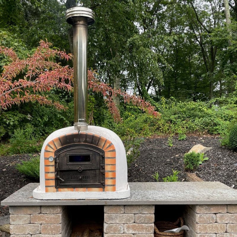 Lisboa Brick Premium Pizza Oven with a 38 inch chimney pipe extension