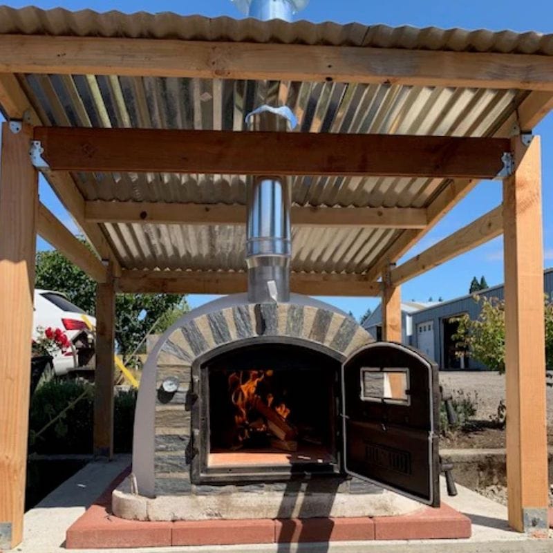 Lisboa Premium Stone Arch Pizza Oven with a 38-inch chimney extension