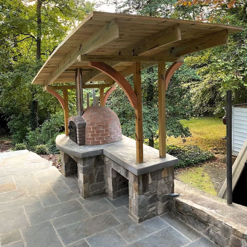 Lisboa Rustic Finish Wood Fired Oven under a Pergola