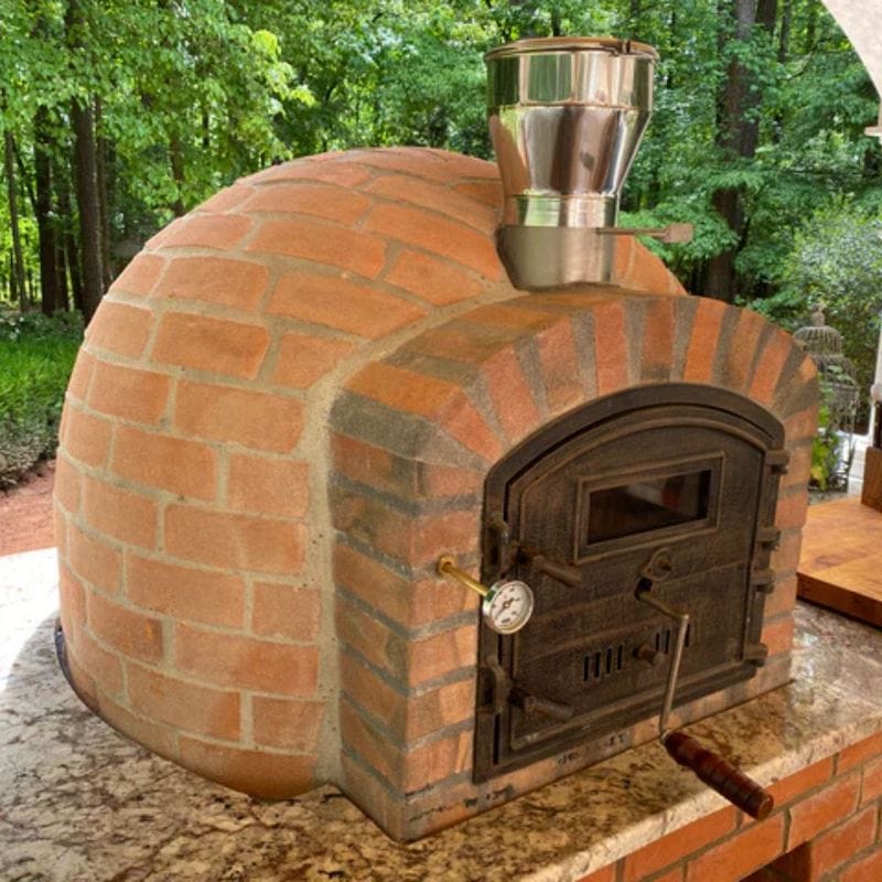 A close up of the Premium Lisboa Rustic Brick Finish Pizza Oven