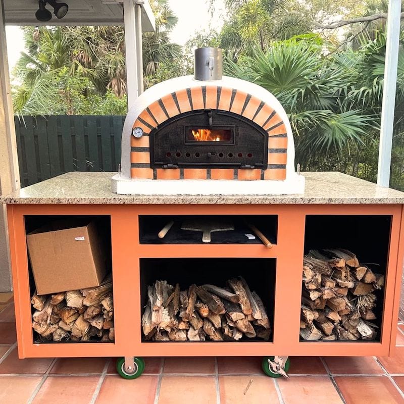 Pizzaioli Premium Brick Wood Fired Pizza Oven on a custom made granite stand