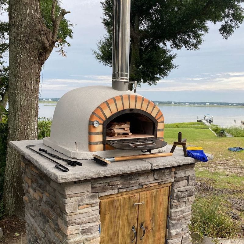 Pizzaioli Premium Brick Wood Oven next to the lake