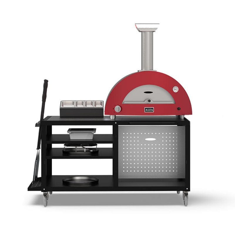 Cooking Station 160 with Red Moderno Oven and Pizza Accessories